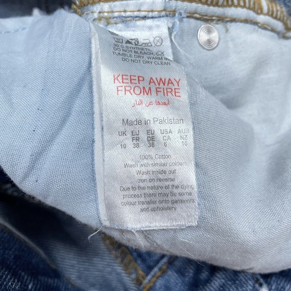 Pretty Little Thing Mom Jeans Women's Size 6 High Waist Ripped Light Wash NEW - Picture 8 of 12